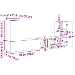 vidaXL Conjunto de mueble de TV 4 pcs Gris Concreto Gris hormigón Online