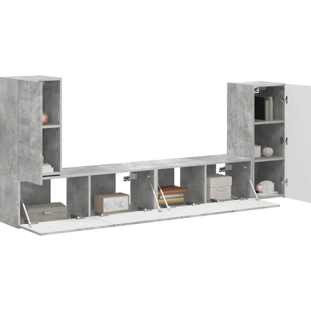 vidaXL Conjunto de mueble de TV 4 pcs Gris Concreto Gris hormigón Online