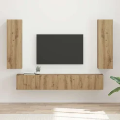 vidaXL Muebles Tv-Conjunto de mueble de TV 3 pcs Roble artesanal