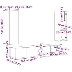 vidaXL Muebles Tv-Conjunto de mueble de TV 3 pcs Roble artesanal