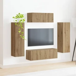 vidaXL Muebles Tv-Conjunto de mueble de TV 3 pcs Roble artesanal