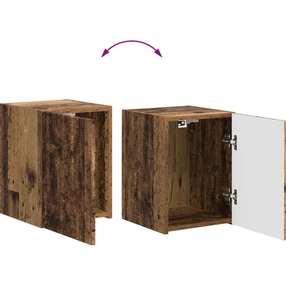 vidaXL Conjunto de mueble de TV Montaje en la pared 4 pcs Madera vieja Madera envejecida Discount