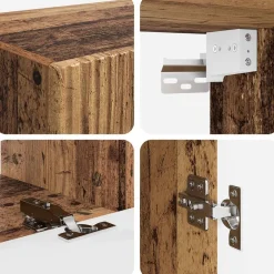 vidaXL Conjunto de mueble de TV Montaje en la pared 4 pcs Madera vieja Madera envejecida Discount