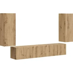 vidaXL Conjunto de mueble para TV de pared 4 pcs Roble artesanal Roble artisan Clearance
