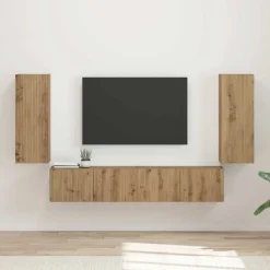 vidaXL Conjunto de mueble para TV de pared 4 pcs Roble artesanal Roble artisan Clearance