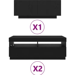 vidaXL Conjunto de mueble de TV 3 pcs Negro 300 x 35 x 40 cm Roble negro Clearance
