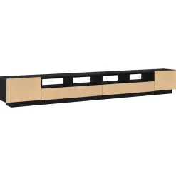 vidaXL Conjunto de mueble de TV 3 pcs Negro 300 x 35 x 40 cm Roble negro Clearance