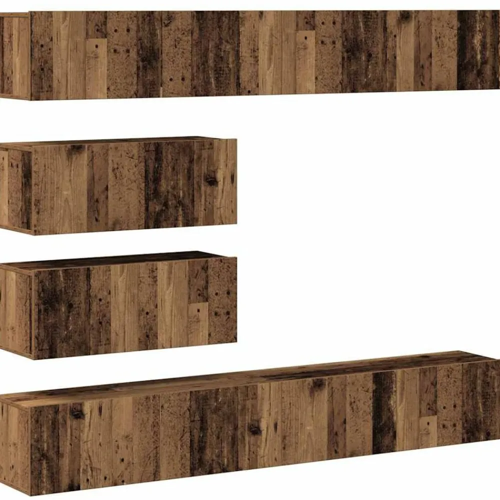 vidaXL Muebles Tv-Conjunto de mueble de TV 6 piezas montado la pared madera vieja