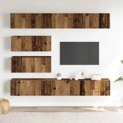 vidaXL Muebles Tv-Conjunto de mueble de TV 6 piezas montado la pared madera vieja