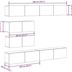 vidaXL Muebles Tv-Conjunto de mueble de TV 6 piezas montado la pared madera vieja