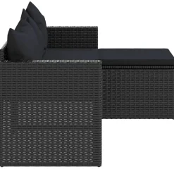 vidaXL Conjunto de muebles de jardín ratán sintético Negro Online