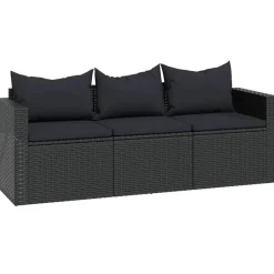 vidaXL Conjunto de muebles de jardín ratán sintético Negro Online