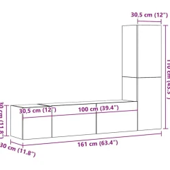 vidaXL Muebles Tv-Conjunto de mueble de TV 4 pcs 130,5 x 30 x 140 cm