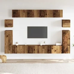vidaXL Conjunto de mueble de TV 8 piezas montado la pared madera vieja Madera envejecida Outlet