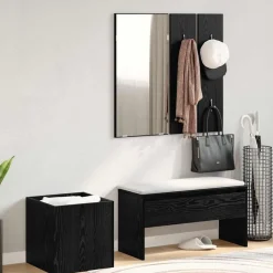 vidaXL Conjunto de muebles de recibidor 5 pcs Madera de ingeniería Roble negro Clearance