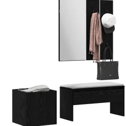 vidaXL Conjunto de muebles de recibidor 5 pcs Madera de ingeniería Roble negro Clearance