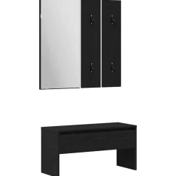 vidaXL Conjunto de muebles de recibidor 5 pcs Madera de ingeniería Roble negro Clearance