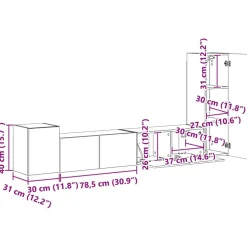 vidaXL Muebles Tv-Conjunto de mueble de TV Montaje en la pared 3 pcs