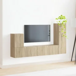 vidaXL Muebles Tv-Conjunto de mueble de TV Montaje en la pared 3 pcs
