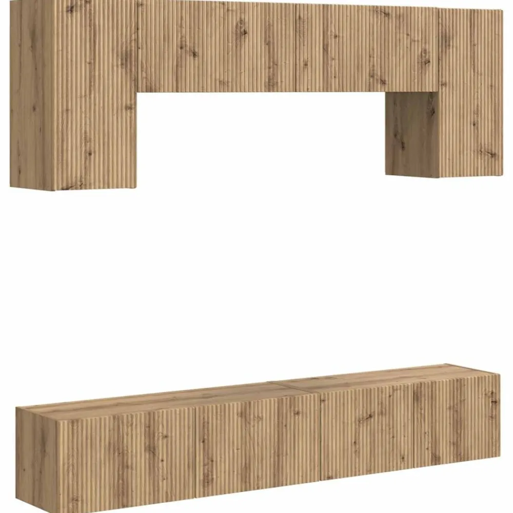 vidaXL Muebles Tv-Conjunto de mueble de TV 4 pcs Gris Concreto