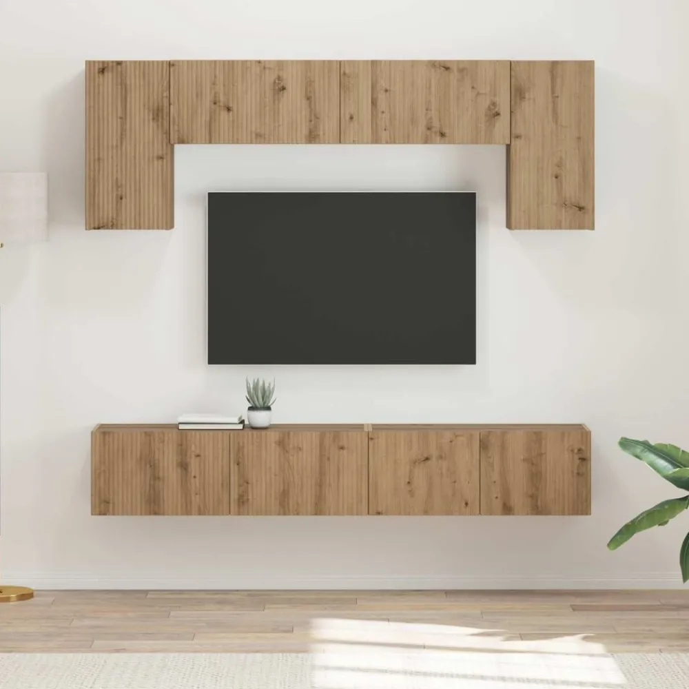 vidaXL Muebles Tv-Conjunto de mueble de TV 4 pcs Gris Concreto
