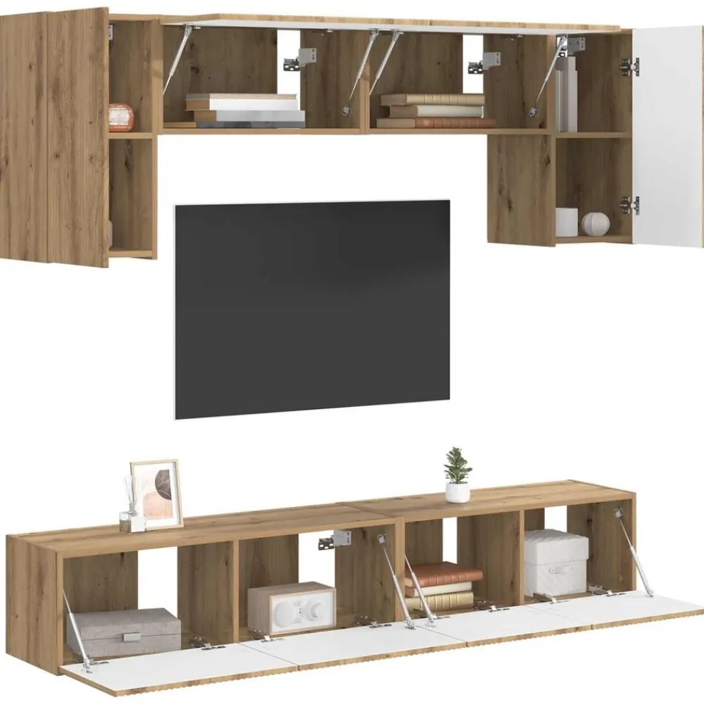 vidaXL Muebles Tv-Conjunto de mueble de TV 4 pcs Gris Concreto