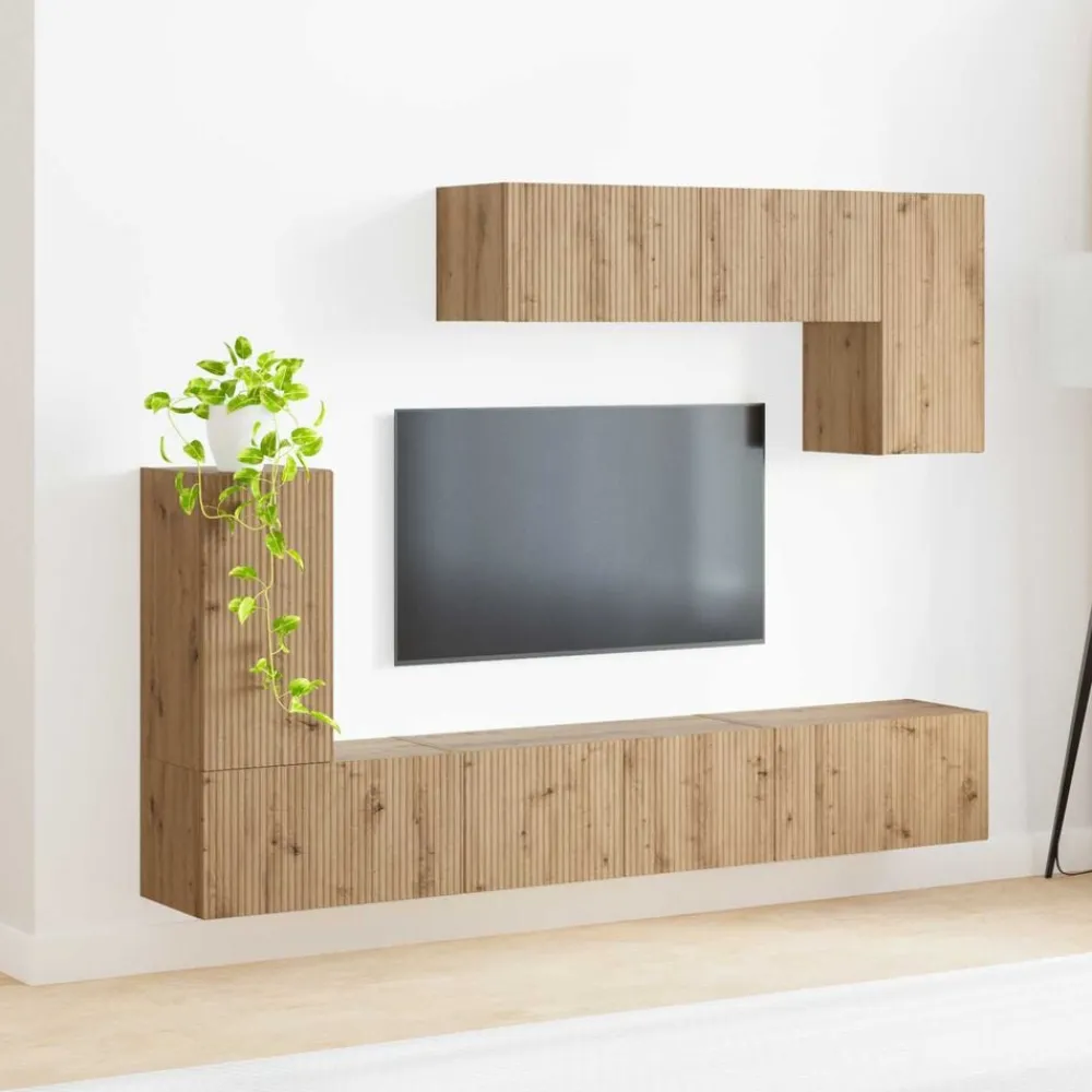 vidaXL Muebles Tv-Conjunto de mueble de TV 4 pcs Gris Concreto