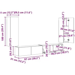 vidaXL Muebles Tv-Conjunto de mueble para TV de pared 4 pcs