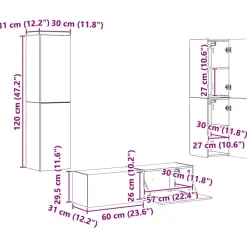 vidaXL Muebles Tv-Conjunto de mueble de TV 6 pcs Madera de ingeniería
