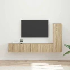vidaXL Muebles Tv-Conjunto de mueble de TV Montaje en la pared 3 pcs