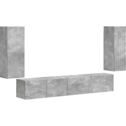 vidaXL Conjunto de mueble de TV 4 pcs Gris Concreto Gris hormig&oacute;n Discount