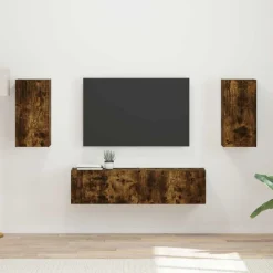 vidaXL Conjunto de mueble de TV 4 pcs Roble ahumado