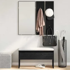vidaXL Bancos-Conjunto de muebles de recibidor con cajón 4 pcs