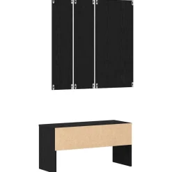 vidaXL Bancos-Conjunto de muebles de recibidor con cajón 4 pcs