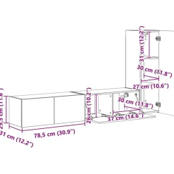 vidaXL Muebles Tv-Conjunto de mueble de TV 3 pcs