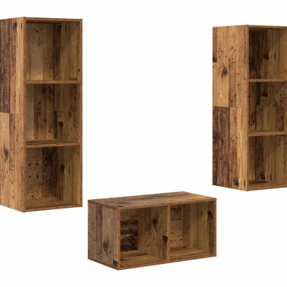 vidaXL Conjunto de mueble de TV 37 x 37 x 107 cm Madera vieja Discount