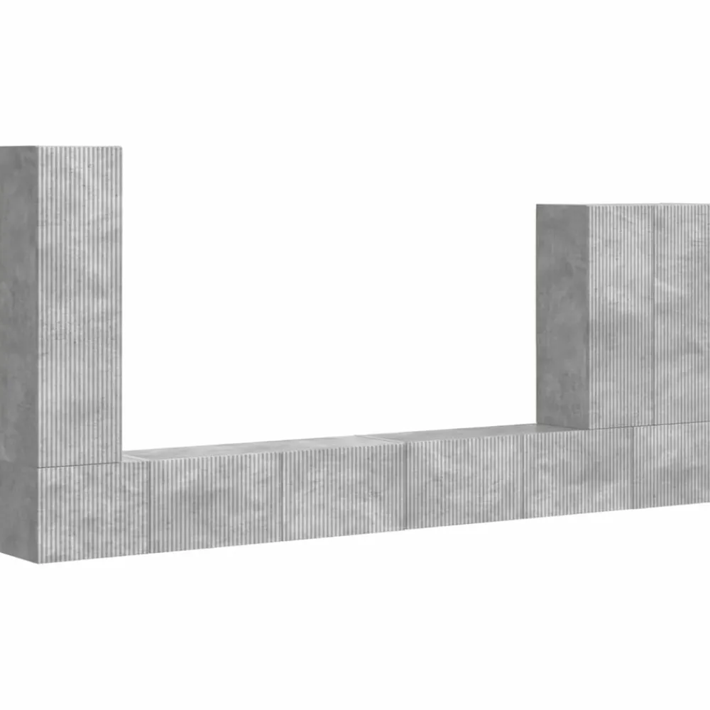 vidaXL Muebles Tv-Conjunto de mueble para TV de pared 6 pcs Gris Concreto