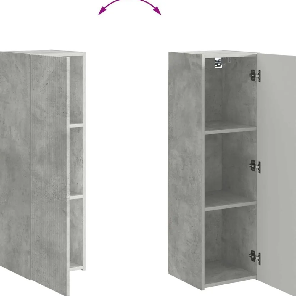 vidaXL Muebles Tv-Conjunto de mueble para TV de pared 6 pcs Gris Concreto