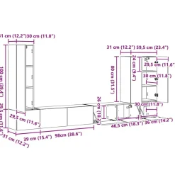 vidaXL Muebles Tv-Conjunto de mueble para TV de pared 6 pcs Gris Concreto