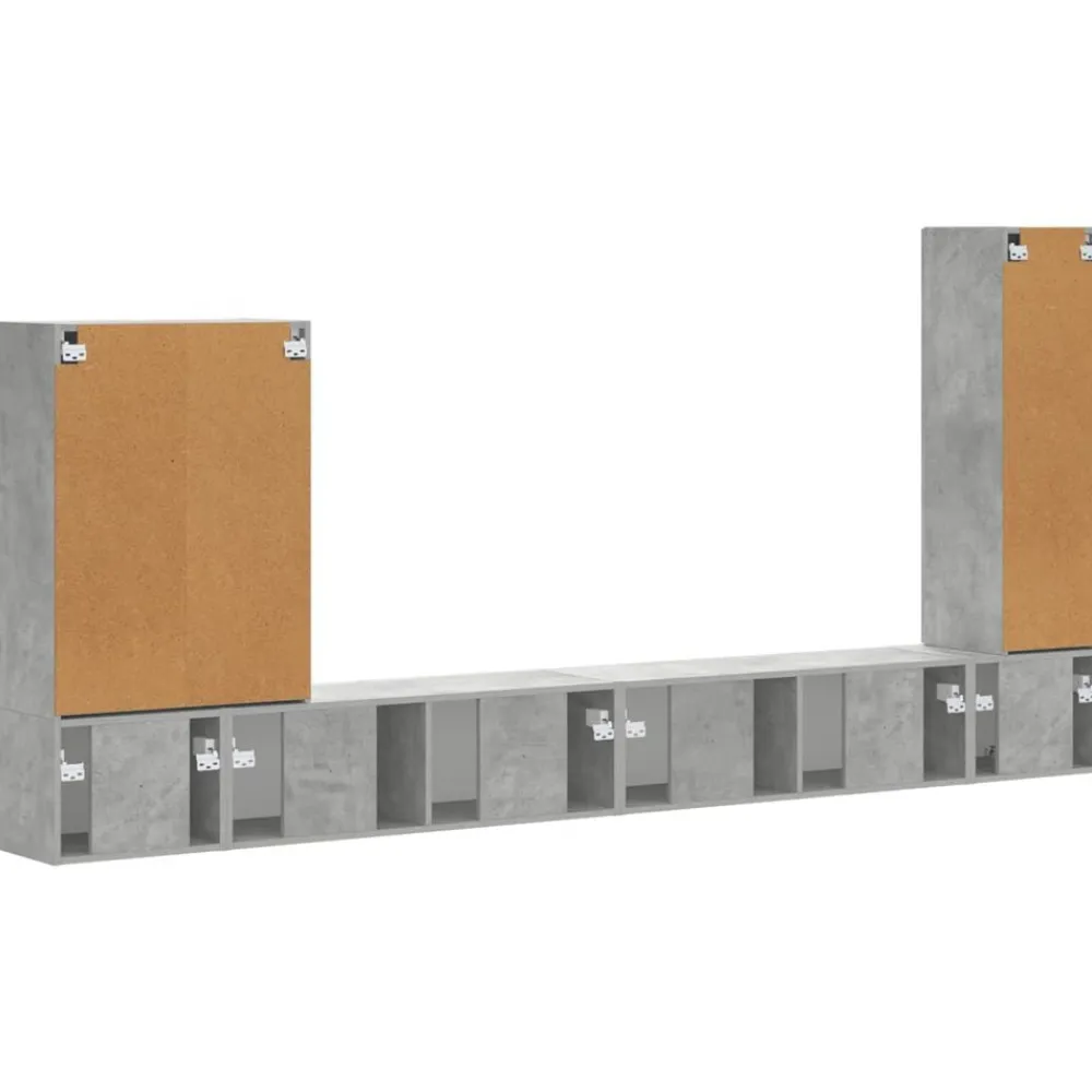 vidaXL Muebles Tv-Conjunto de mueble para TV de pared 6 pcs Gris Concreto
