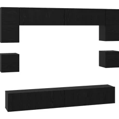 vidaXL Conjunto de mueble de TV 8 pcs Madera de ingeniería Roble negro Sale