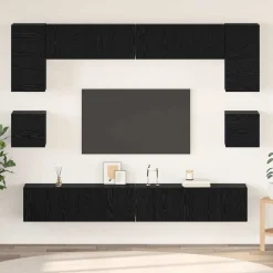 vidaXL Conjunto de mueble de TV 8 pcs Madera de ingeniería Roble negro Sale