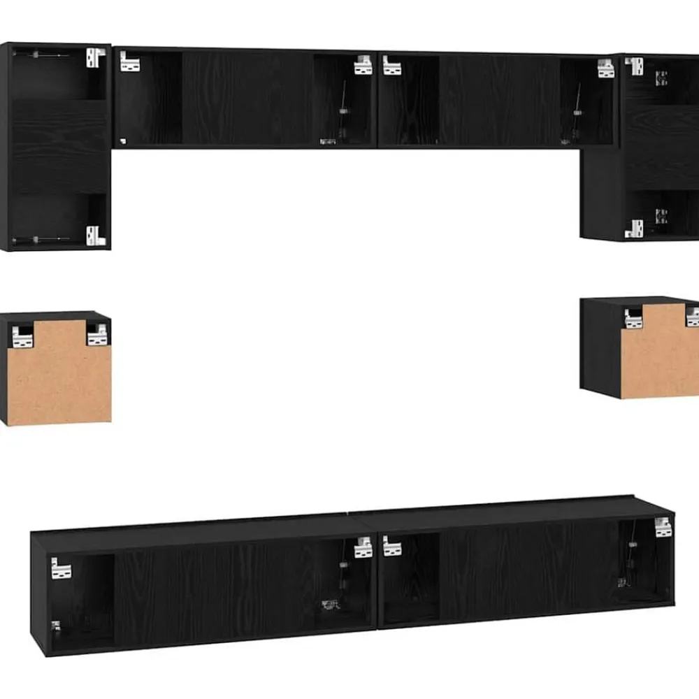 vidaXL Conjunto de mueble de TV 8 pcs Madera de ingeniería Roble negro Sale