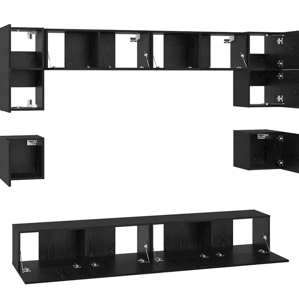 vidaXL Conjunto de mueble de TV 8 pcs Madera de ingeniería Roble negro Sale