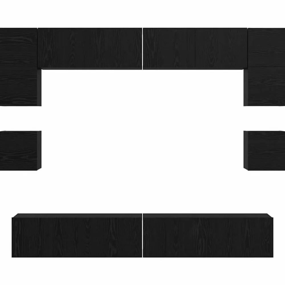 vidaXL Conjunto de mueble de TV 8 pcs Madera de ingeniería Roble negro Sale