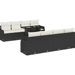 vidaXL Muebles De Jardín-Conjunto de sofá de jardín 7 pcs Negro ratán sintético