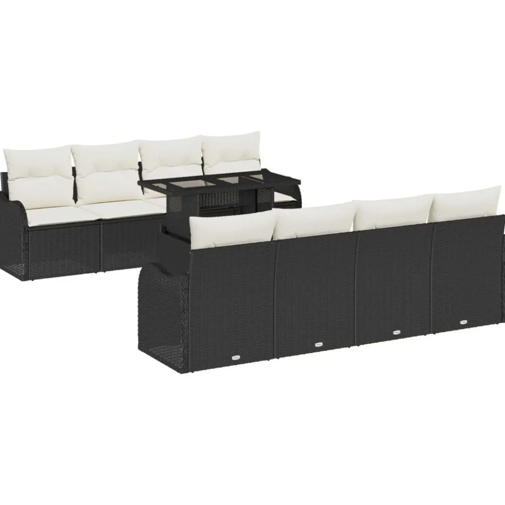 vidaXL Muebles De Jardín-Conjunto de sofá de jardín 7 pcs Negro ratán sintético