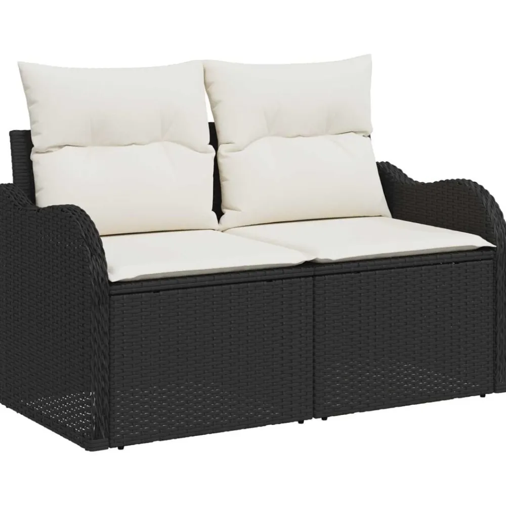 vidaXL Muebles De Jardín-Conjunto de sofá de jardín 7 pcs Negro ratán sintético