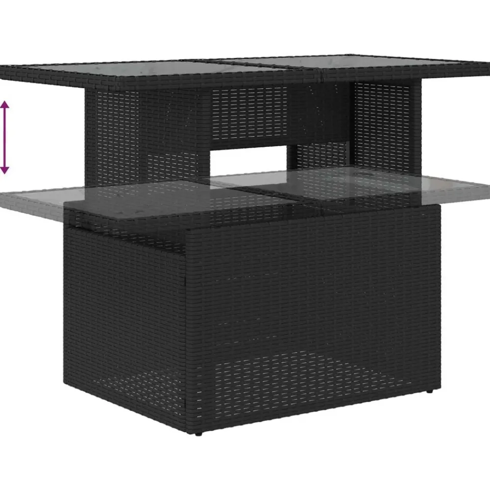 vidaXL Muebles De Jardín-Conjunto de sofá de jardín 7 pcs Negro ratán sintético
