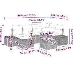 vidaXL Muebles De Jardín-Conjunto de sofá de jardín con cojín 6 pcs